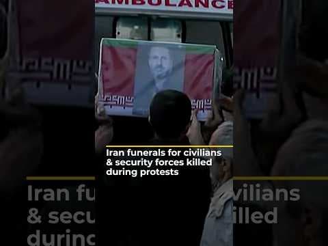 Funerals in Iran for civilians and security forces killed during protests | AJ#shorts