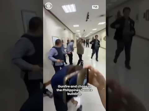 Warning: Distressing video. Gunfire breaks out at Philippine Senate #shorts