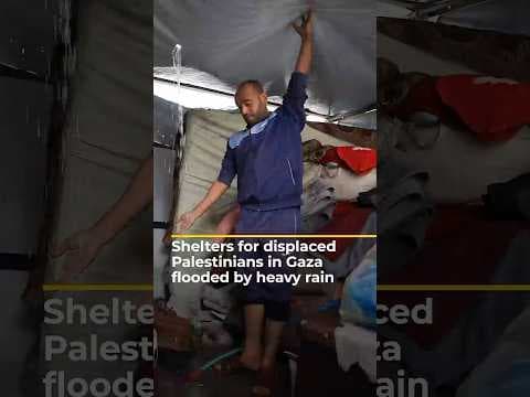 Shelters for displaced Palestinians in Gaza flooded by heavy rain | AJ #shorts