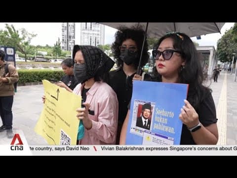 Dozens of Indonesians protest national hero title for former President Suharto