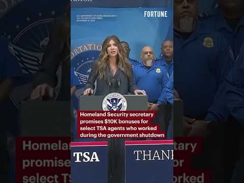 Homeland Security secretary promises $10K bonuses for select TSA agents