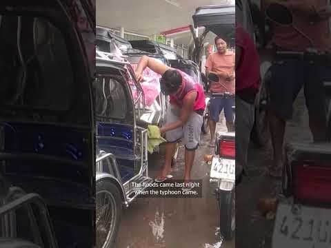 Drone shows flooding in Philippine town after typhoon